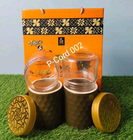 Tow Ceramic Mug WithTwo Clear Crystal  Cookie jar