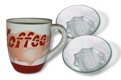 Ceramic Mug With Glass Serving Bowls