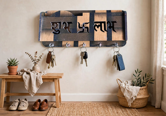 Wooden Wall Shubh Labh Key Holder